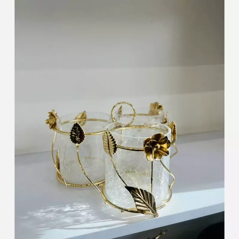 اردوخوری تنقلات خوری آبگز طلایی 3تایی مدل برگ ست پذیرایی آبگز مزه خوری آبگز