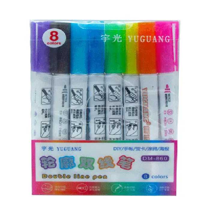 ماژیک معمولی  دبل لاین  8 رنگ حاشیه زن