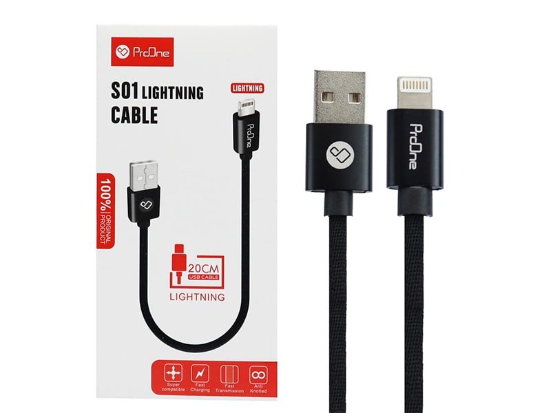 کابل شارژ و انتقال داده لایتنینگ پرووان ProOne S01 Lightning Cable 20cm