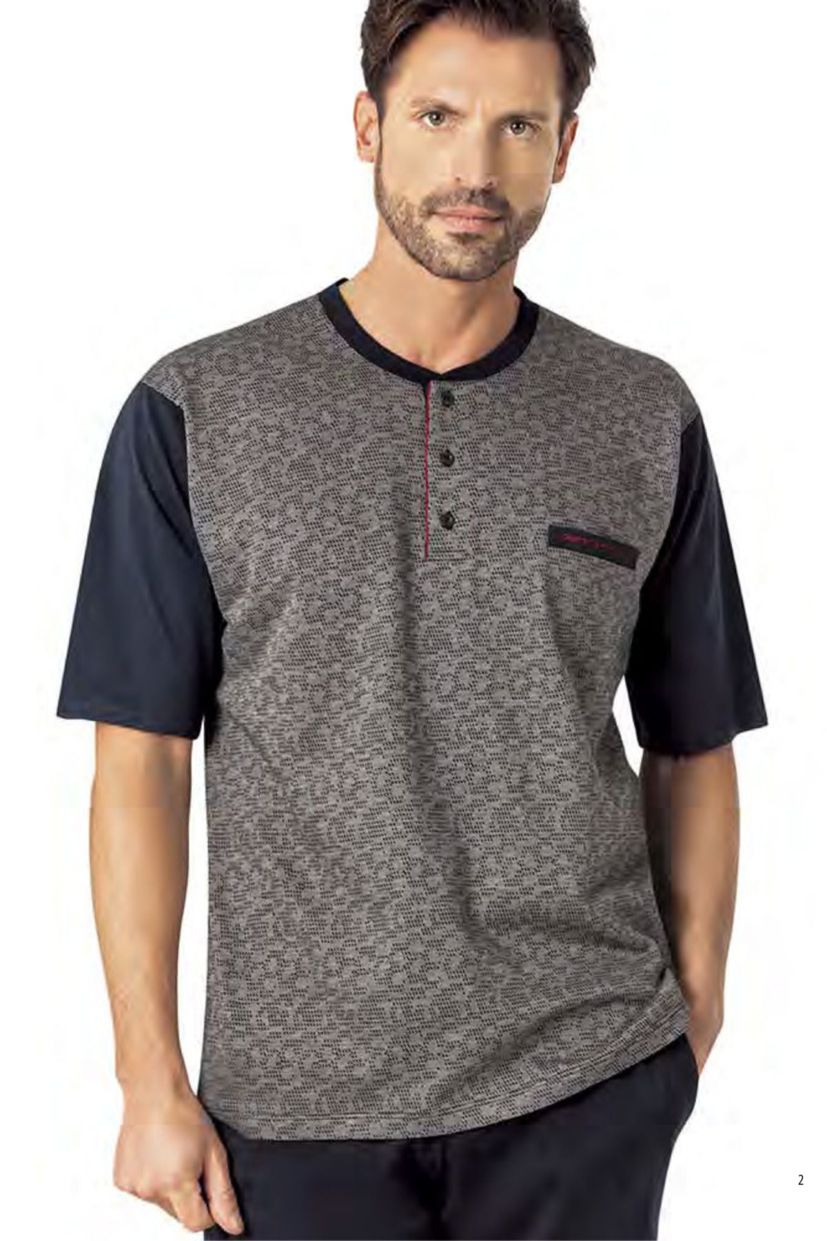 ست پیژامه آبی مردانه 3 SET CH14546088Y01 اورجینال Pierre Cardin