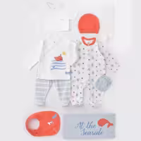 ست کامل لباس بیمارستانی نوزاد پسر 10 تکه طرح نهنگ دزد بی بیبی Bi Baby