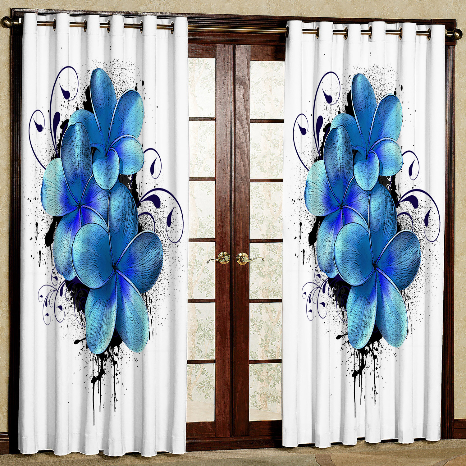 پرده مدل گل دار مخمل پانچی کد 527 سایز 140x280 سانتی متر