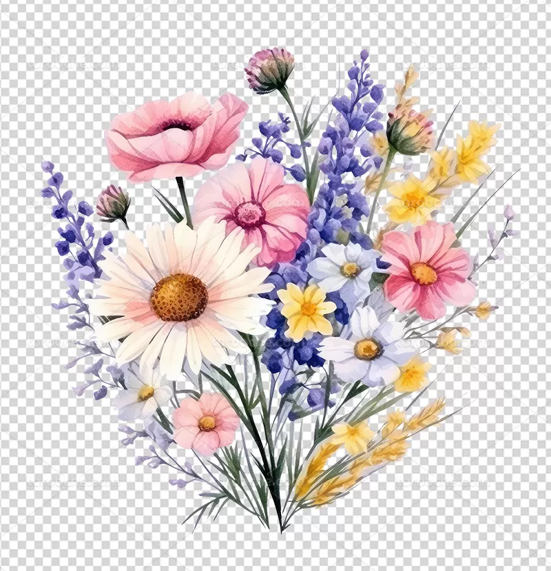 عکس PNG گل های آبرنگی | گرافیک با طعم تربچه