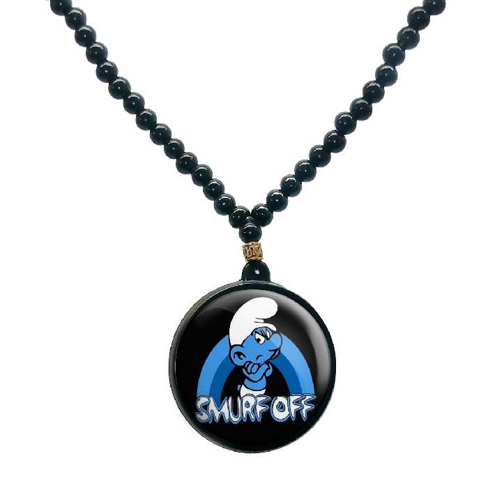 گردنبند پرمانه طرح اسمورف کد pmd.10513مدل دو طرفه