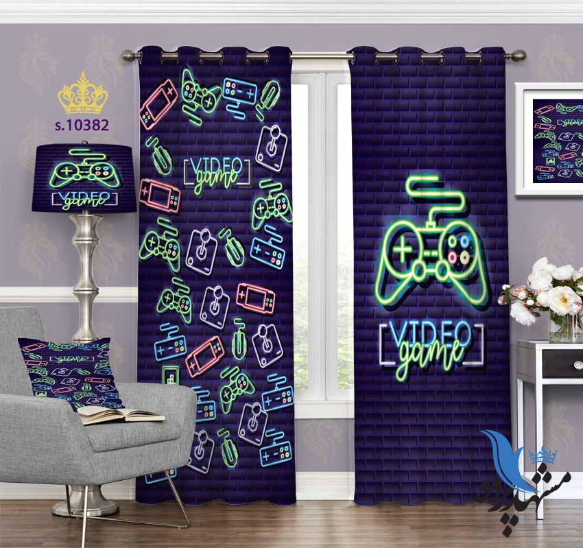پرده پانچ کودکانه طرح ویدیو گیم S10382