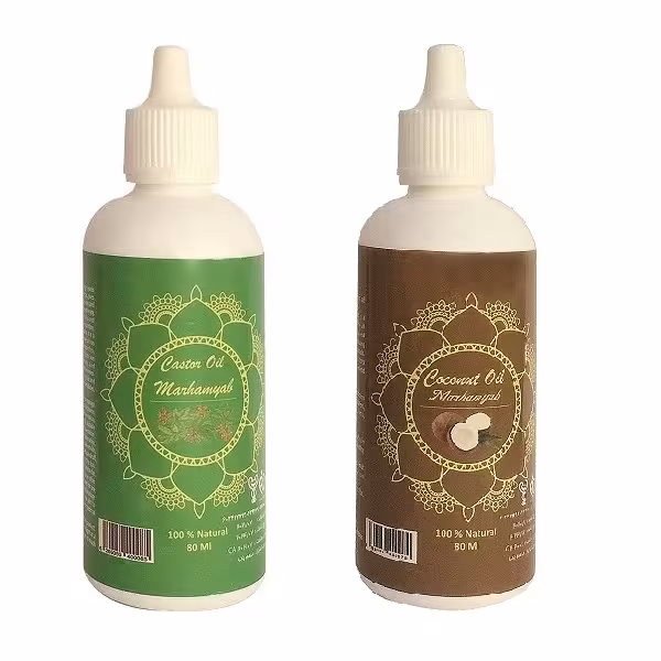 روغن تقویت کننده ناخن مرهم یاب مدل نارگیل و کرچک حجم  80 میلی لیتر مجموعه 2 عددی