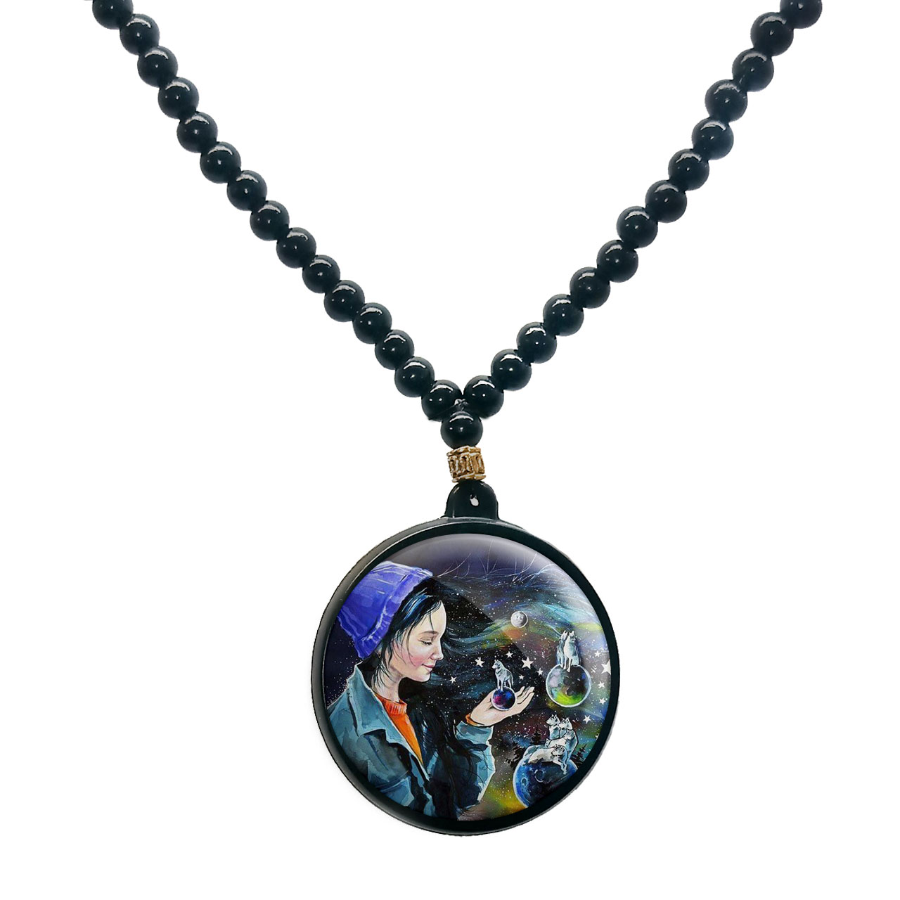 گردنبند پرمانه طرح دخترونه کد pmd.4311 مدل دو طرفه