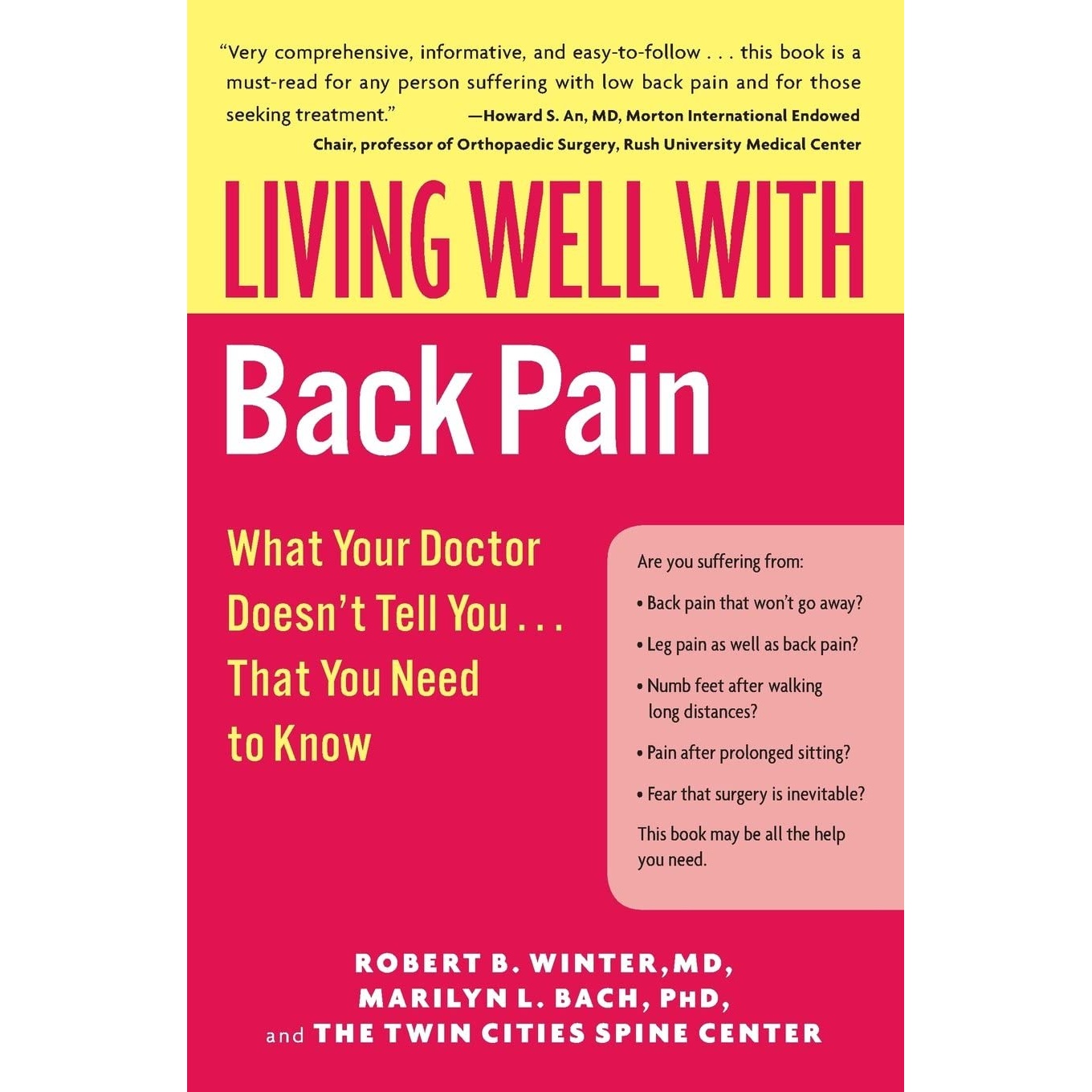 کتاب Living Well with Back Pain اثر Robert B. Winter M.D. and Marilyn L. Bach PhD انتشارات تازه ها
