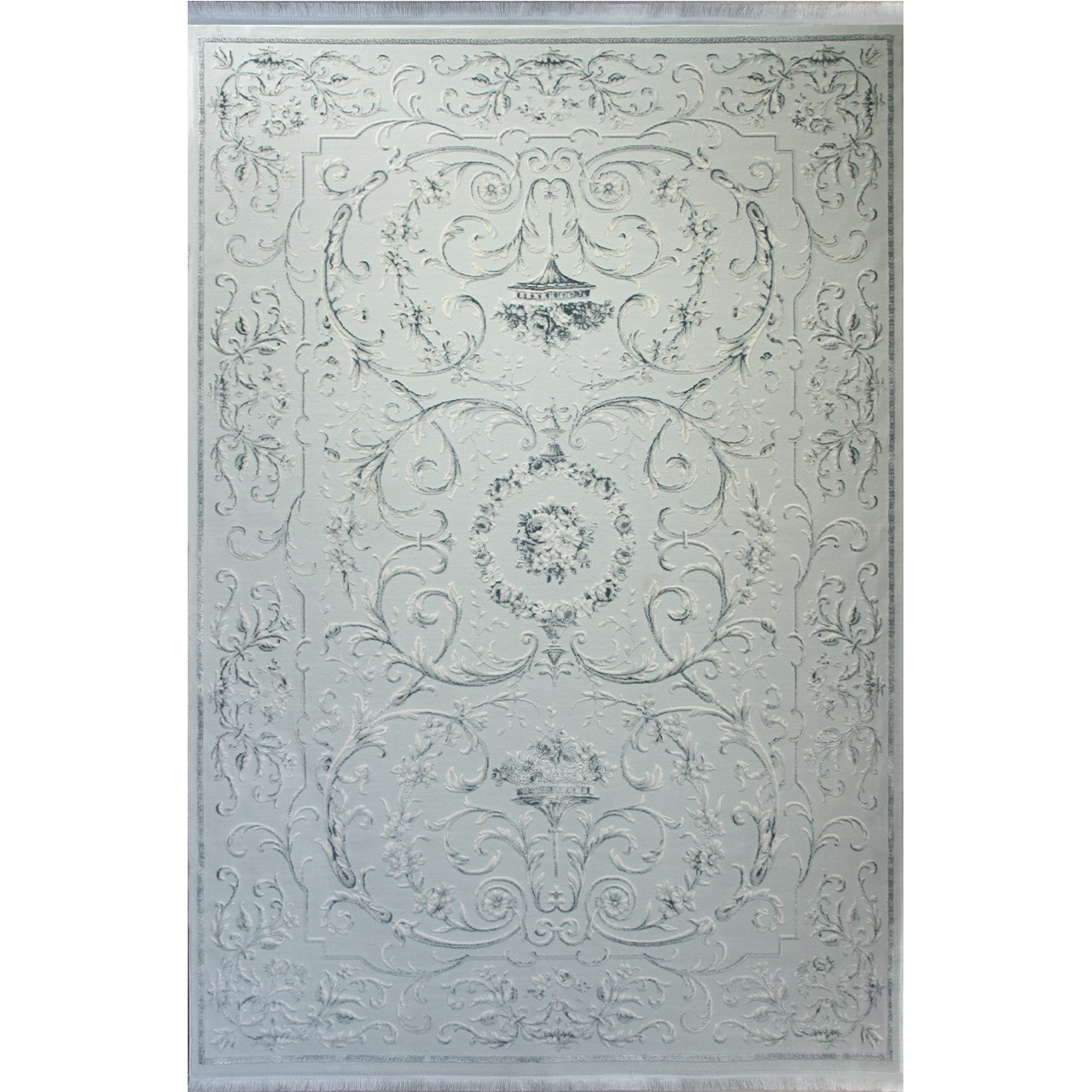 فرش ماشینی زمرد مشهد طرح 1904 زمینه آبی