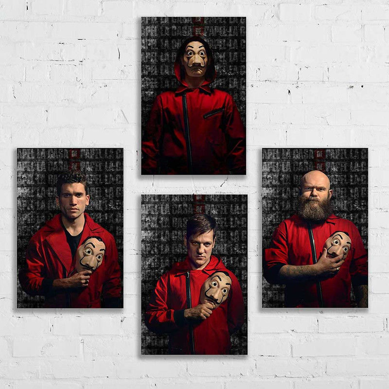 تابلو شاسی رویامد طرح مانی هیست کد myht1 مجموعه 4 عددی | دنیای قاب