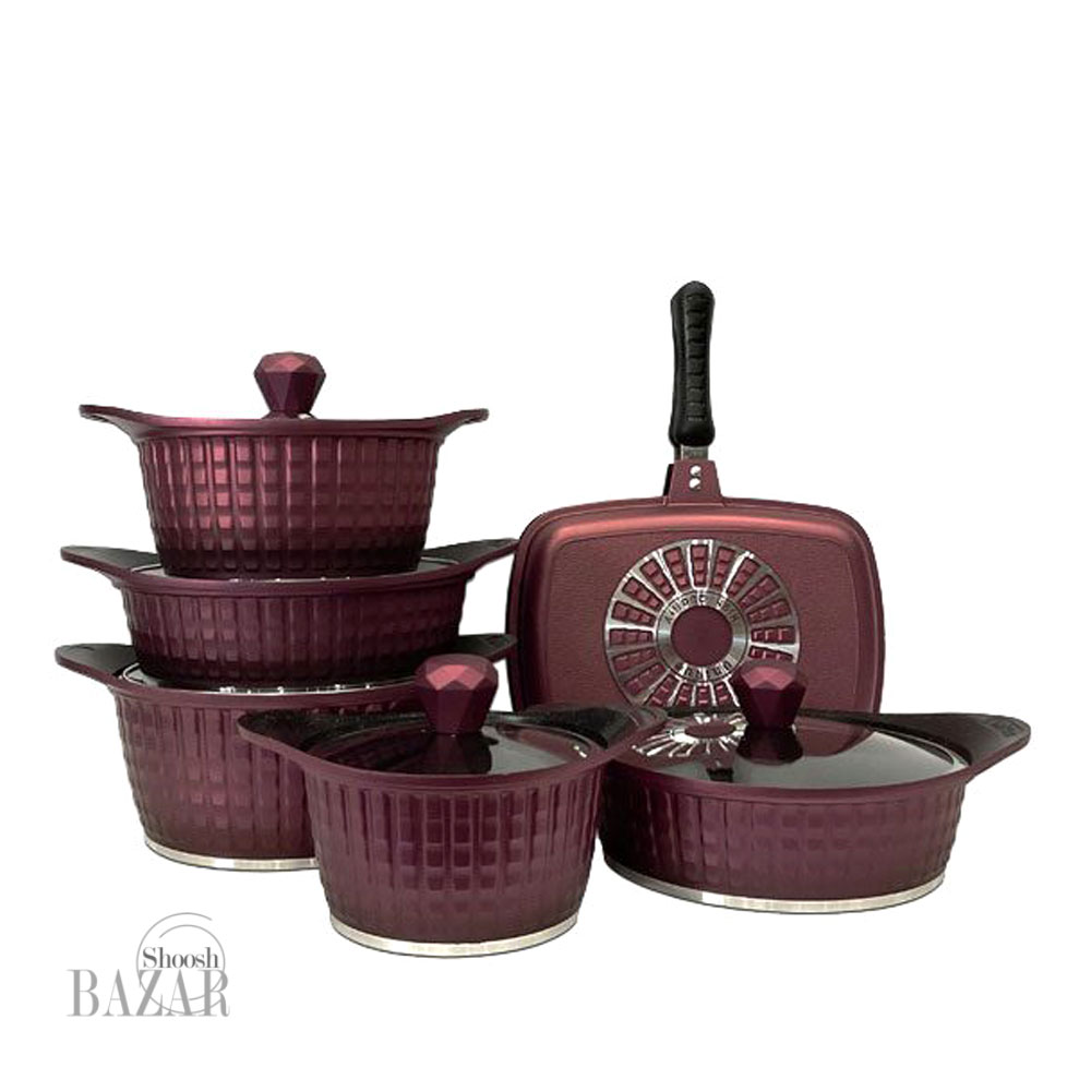 سرویس قابلمه 12 پارچه نگینی بنفش یونیک 8211