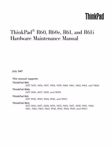 خرید و دانلود نسخه کامل کتاب ThinkPad® R60, R60e, R61, and R61i Hardware Maintenance Manual
