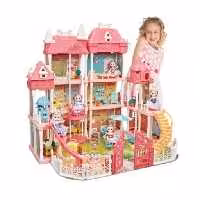 اسباب بازی قصر و خانه باربی سه طبقه موزیکال دخترانه 6675 DIY CASTLE VILLA