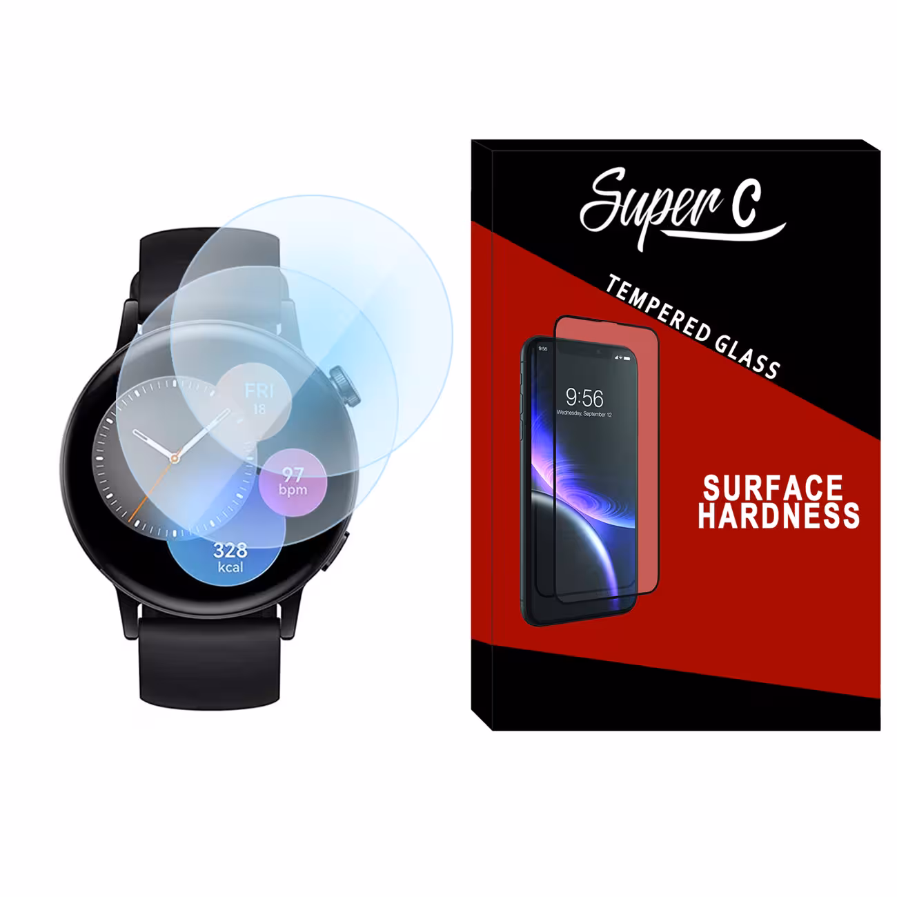 محافظ صفحه نمایش شیشه ای سوپرسی مدل SH-SC مناسب برای ساعت هوشمند هوآوی Watch GT3 42mm بسته دو عددی