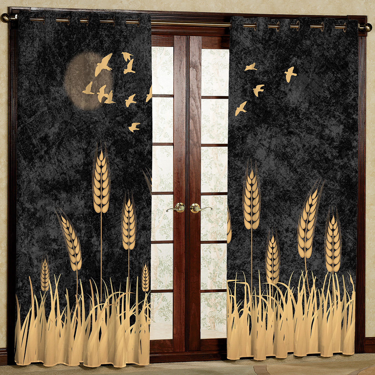 پرده مدل خوشه گندم مخمل پانچی کد 1339a سایز 200x140 سانتی متر