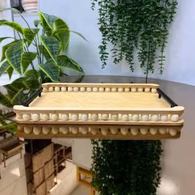سینی چوبی مهره دار دسته فلزی