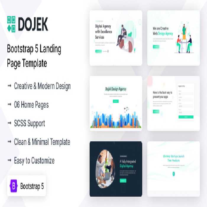 دانلود قالب بوت استرپ لندینگ Dojek