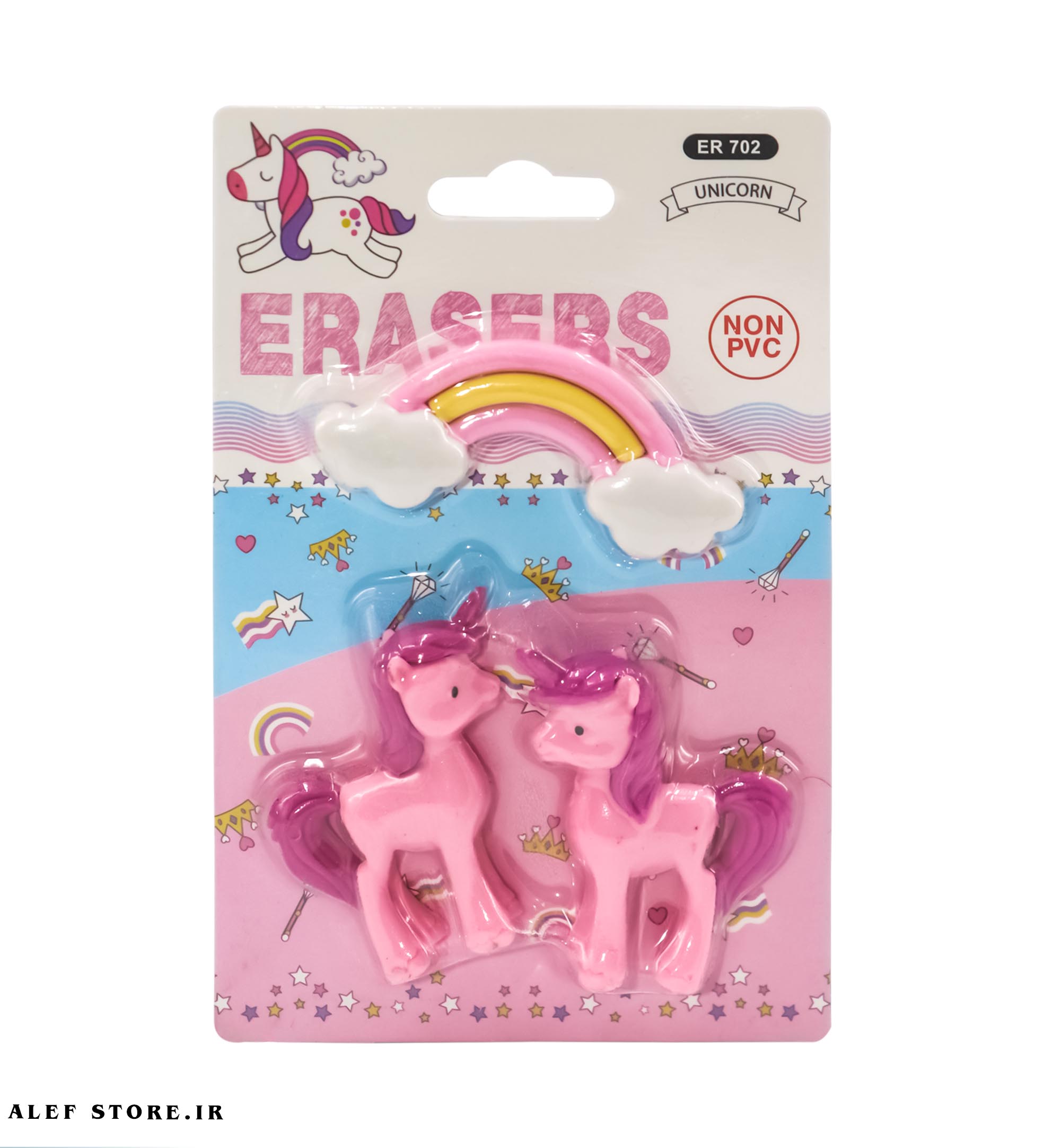 مجموعه 3 عددی پاک کن – طرح یونیکورن و رنگین کمان