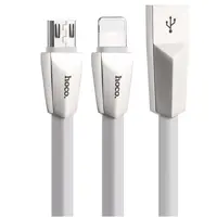 کابل تبدیل USB به microUSB و لایتنینگ هوکو مدل X4 طول 1 متر