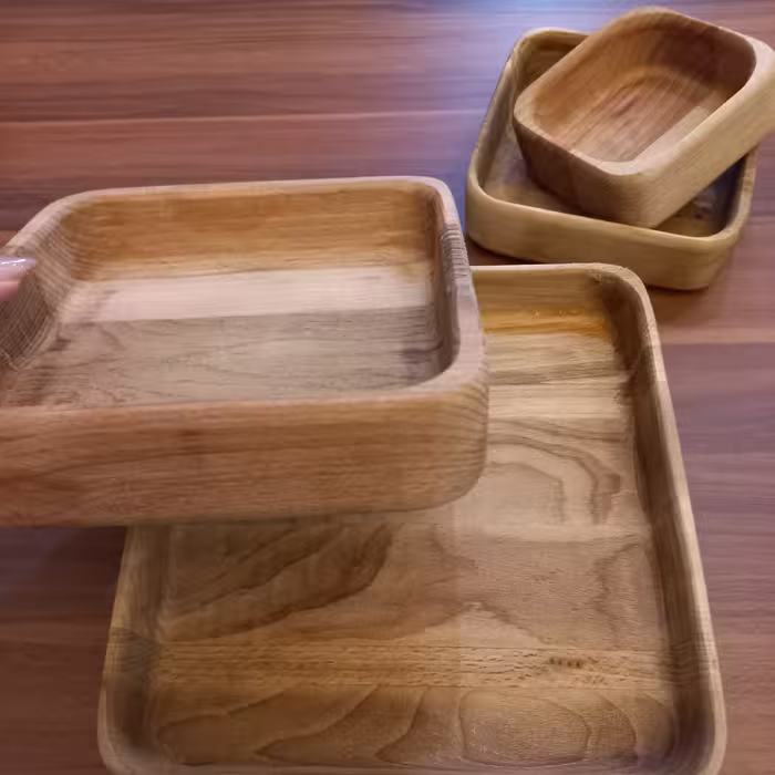 کاسه های چوبی مربعی