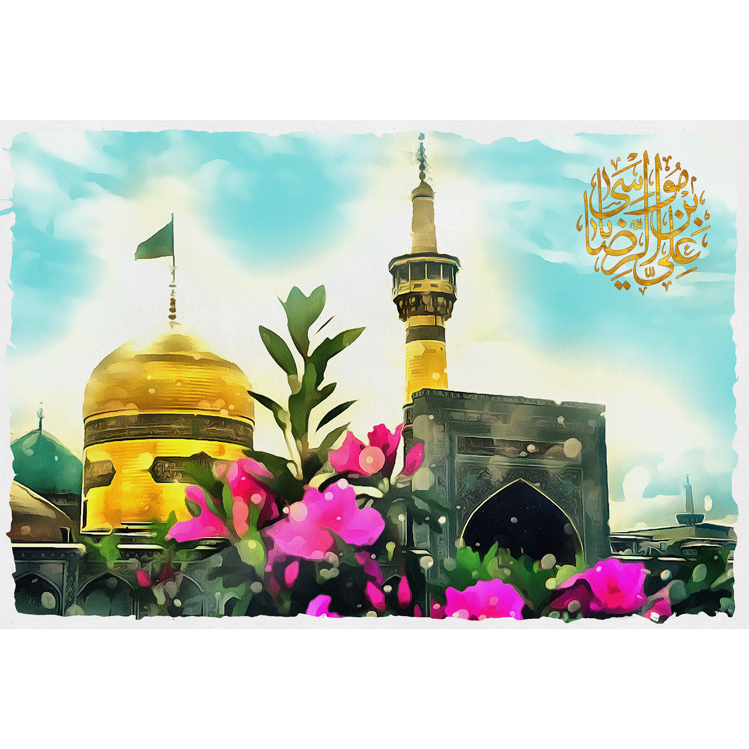 تابلو شاسی مدل گنبد و گلدسته علی بن موسی رضا T5057