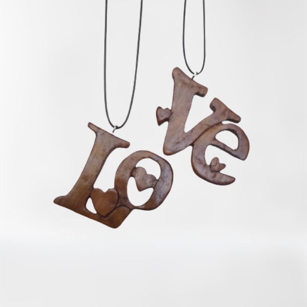 گردنبند مدل چوبی طرح عشق2 بسته 2 عددی