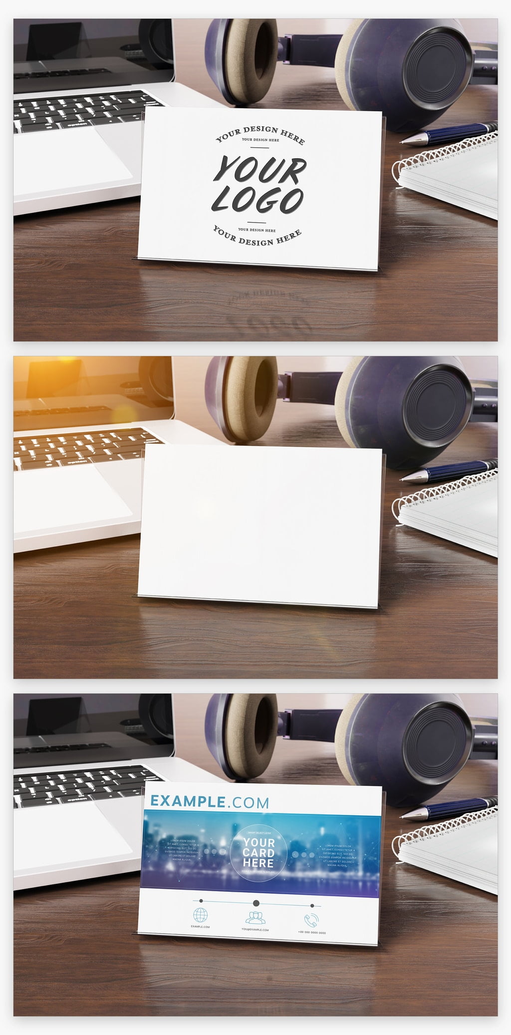 دانلود Business Cards On Wooden Desk Mockup – موکاپ کارت ویزیت