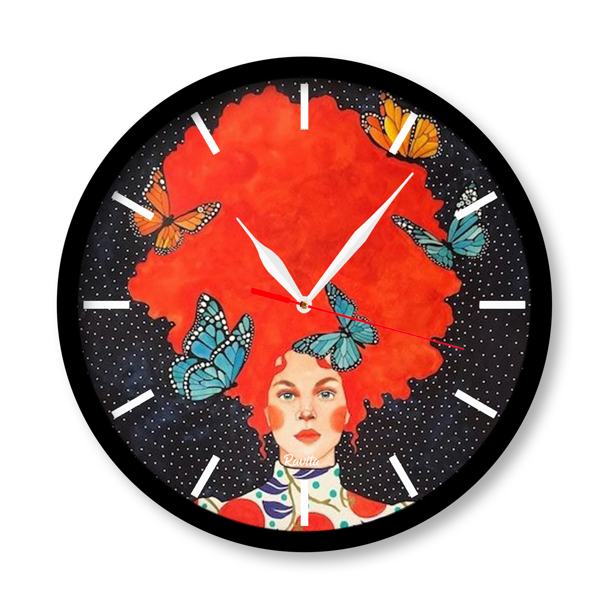 ساعت دیواری راویتا مدل دخترانه طرح 1162
