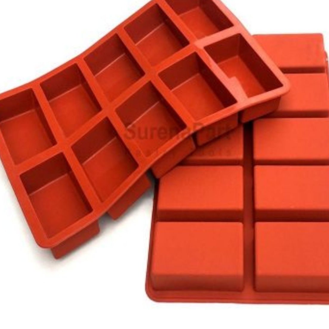 قالب صابون قالب مستطیل ده خونه و قالب دسر  سیلیکون10 خانه مستطیل ابعادهر خانه 8 در4ونیم و ارتفاع 2 و نیم سانت قالب صابون