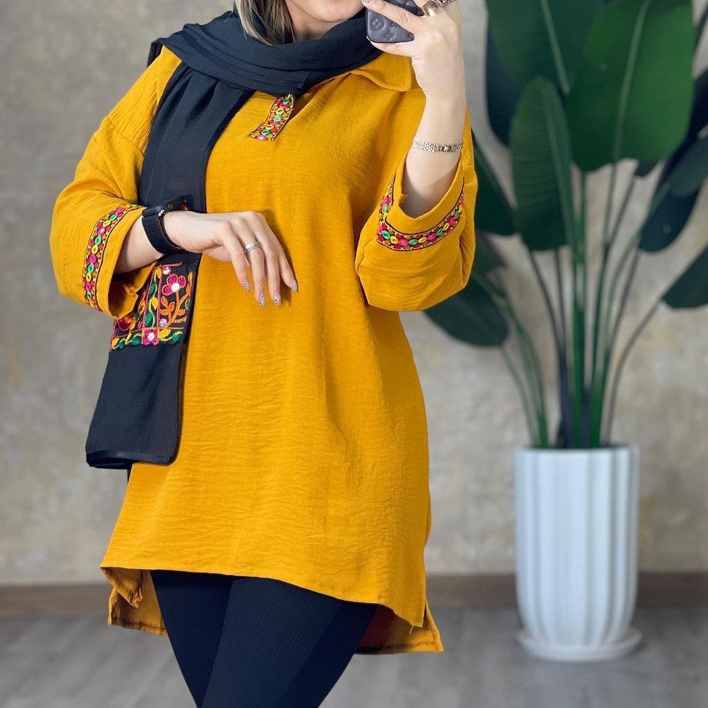 شومیز مانتویی با خرجکار آینه ای مناسب برای مهمونی و تفریح تن پوش فوق العاده جذاب و شیک