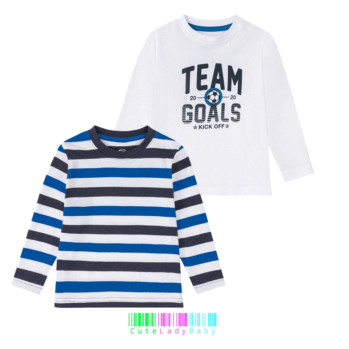 تی شرت آستین بلند پسرانه مناسب 12 تا 24 ماه  مجموعه 2 عددی برند لوپیلو کد10015 