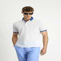 تی شرت یقه پولو سفید مردانه POLO YAKA به طور منظم تناسب پنبه T Kiğılı