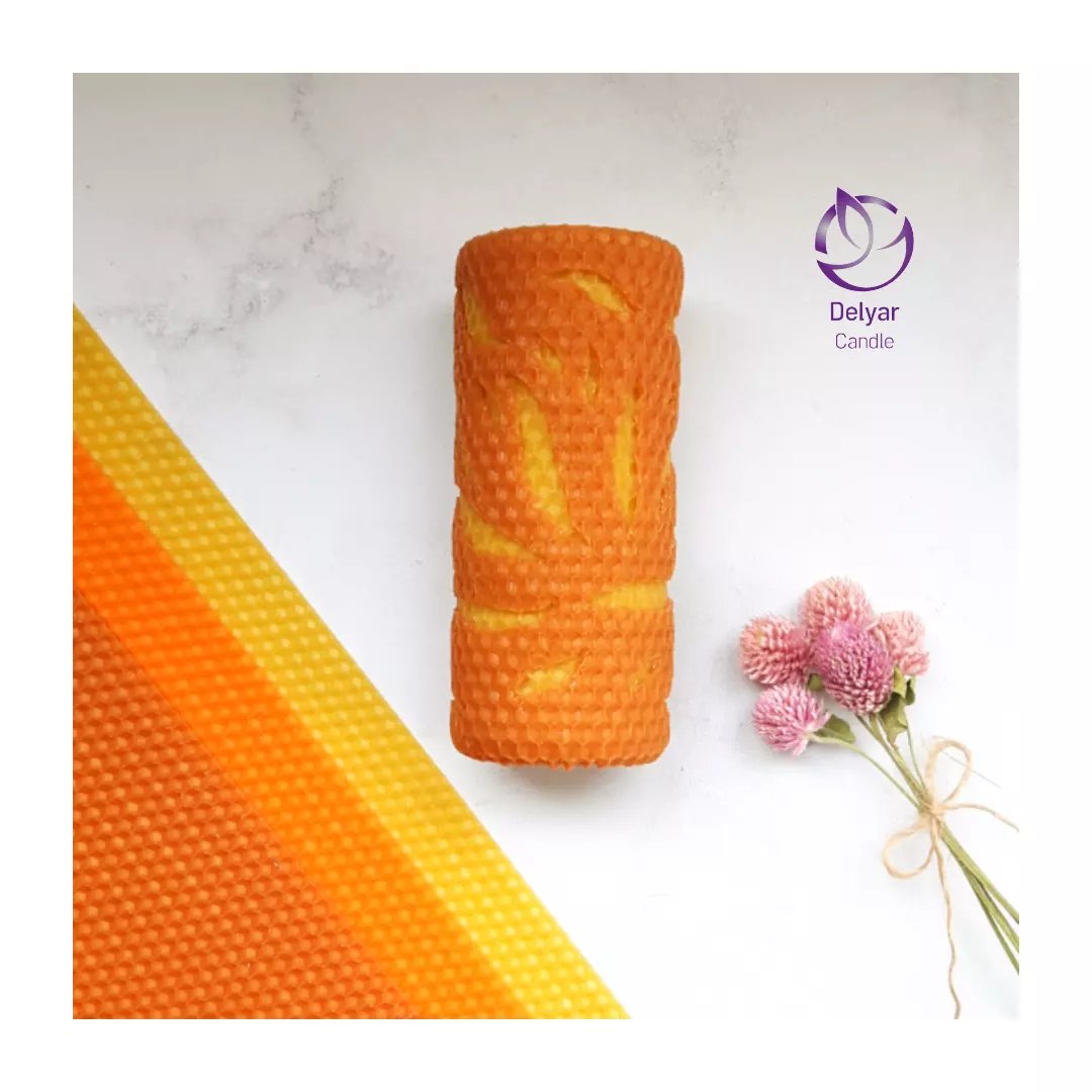شمع موم عسل طبیعی طرحدار استوانه