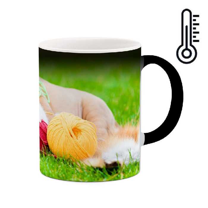 ماگ حرارتی طرح توله گربه و توله سگ  مدل mgph14140