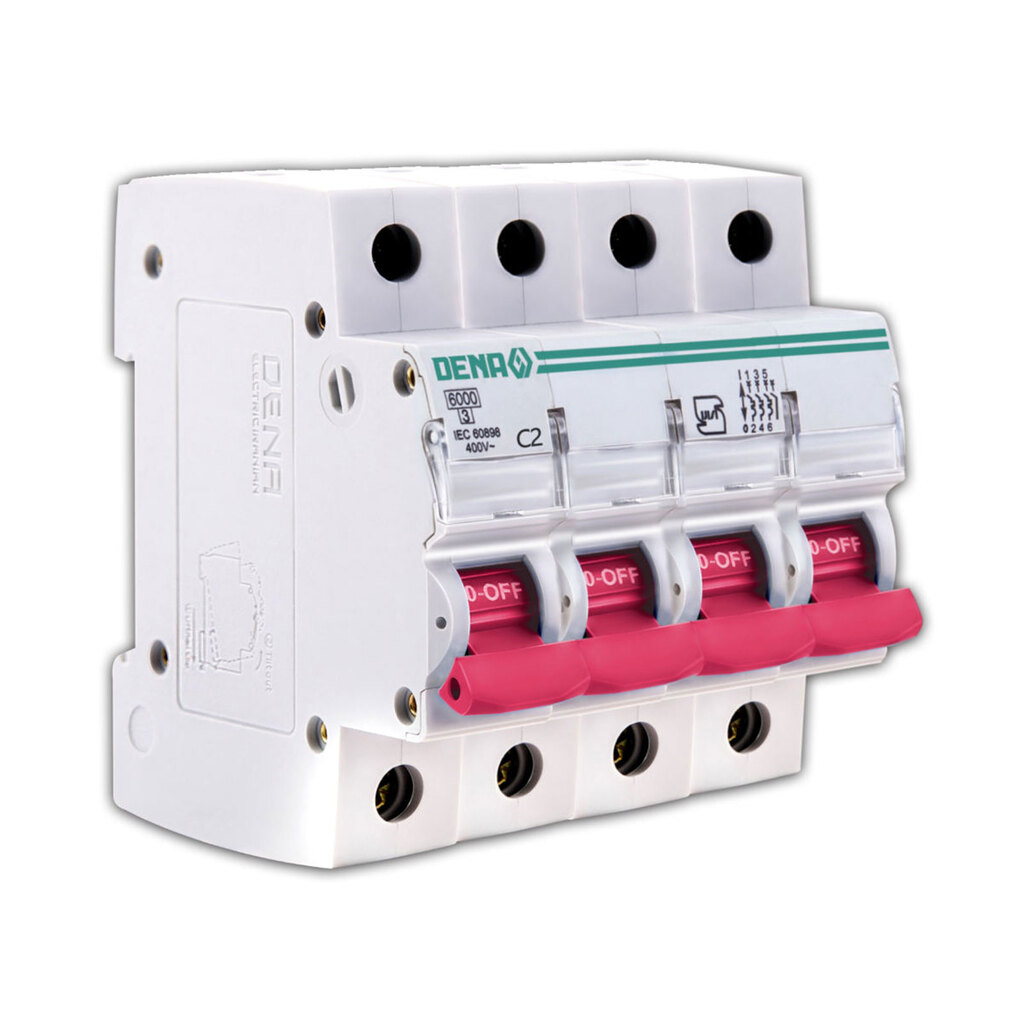 فیوز مینیاتوری چهار پل 2 آمپر دنا الکتریک مدل C2-6K-4P