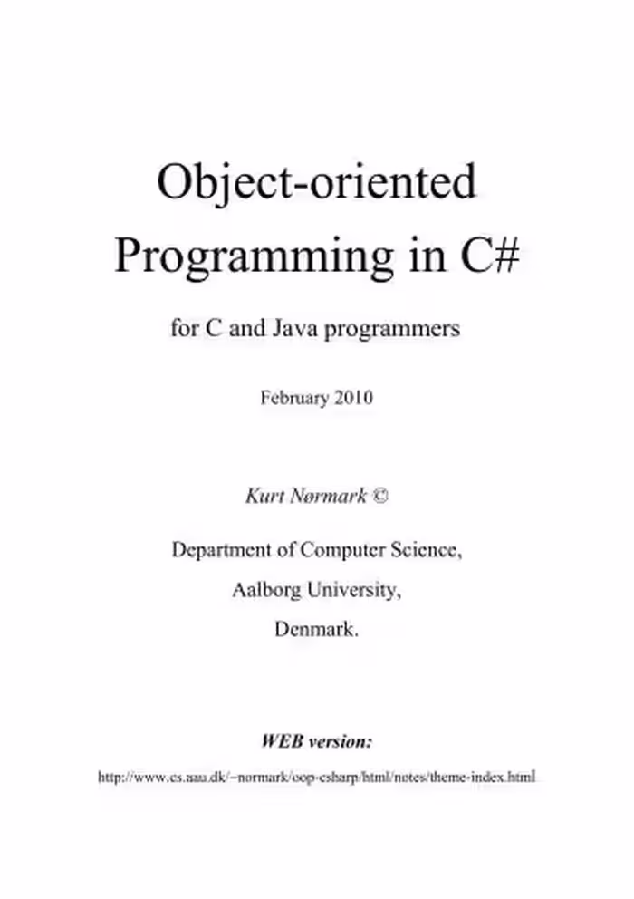 خرید و دانلود نسخه کامل کتاب Object-oriented Programming in C# for C and Java programmers