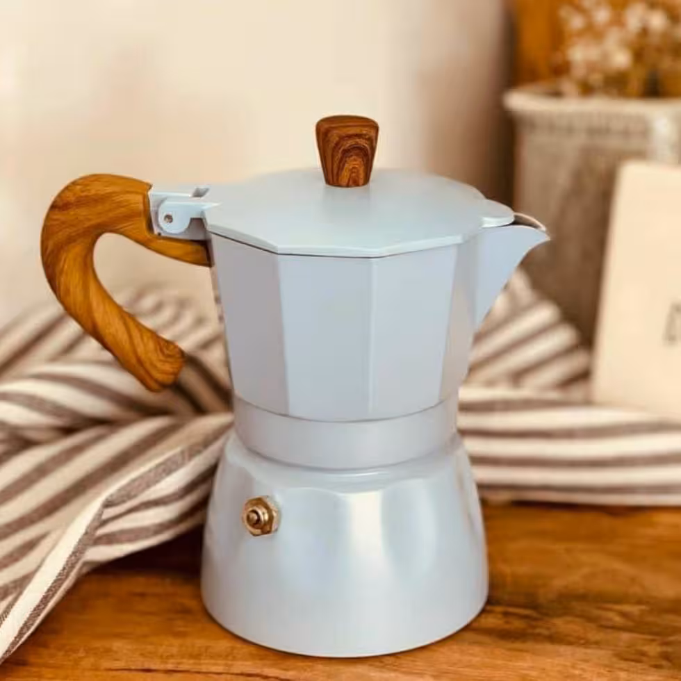 قهوه جوش دو کاپ دسته چوبی