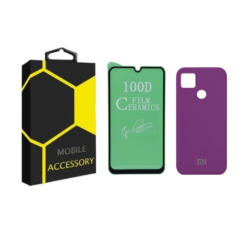 کاور مدل silicon مناسب برای گوشی موبایل شیائومی Redmi 10A به همراه محافظ صفحه نمایش