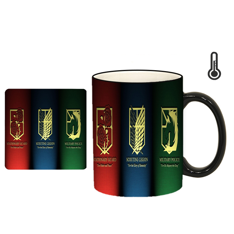   ماگ حرارتی طرح انیمه اتک آن تایتان کد h21 به همراه زیرلیوانی 