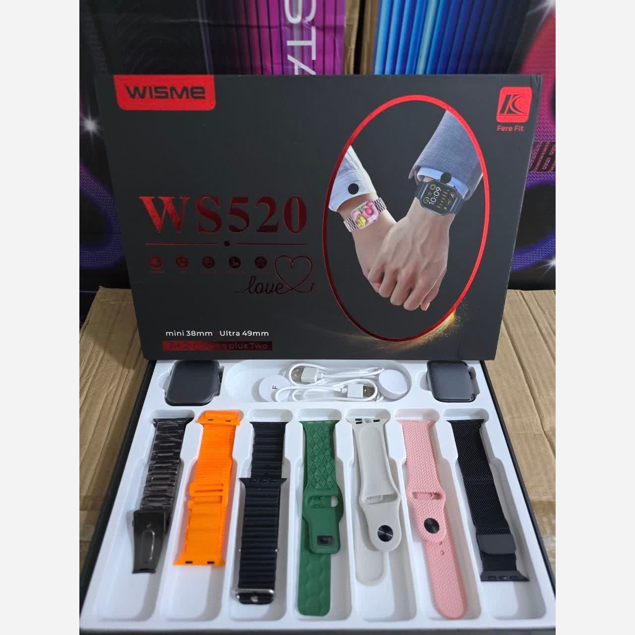 پک ساعت هوشمند  مدل WS 520 دارای دو ساعت هوشمند مناسب ست زنانه مردانه  دارای هفت بند سیلیکونی و فلز  قیمت 2495تومان