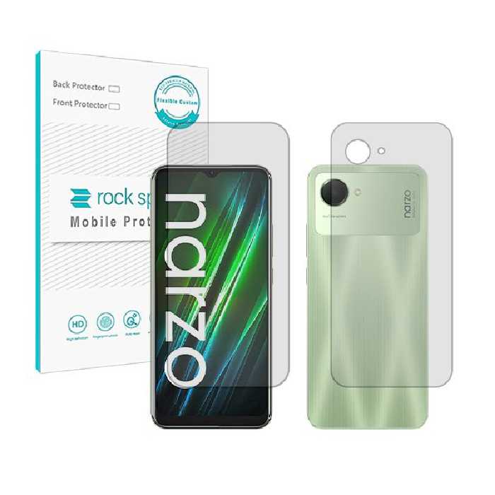 گلس صفحه نمایش و پشت گوشی ریلمی Narzo 50i Prime مدل نانو هیدروژل شفاف برند راک اسپیس کد SS