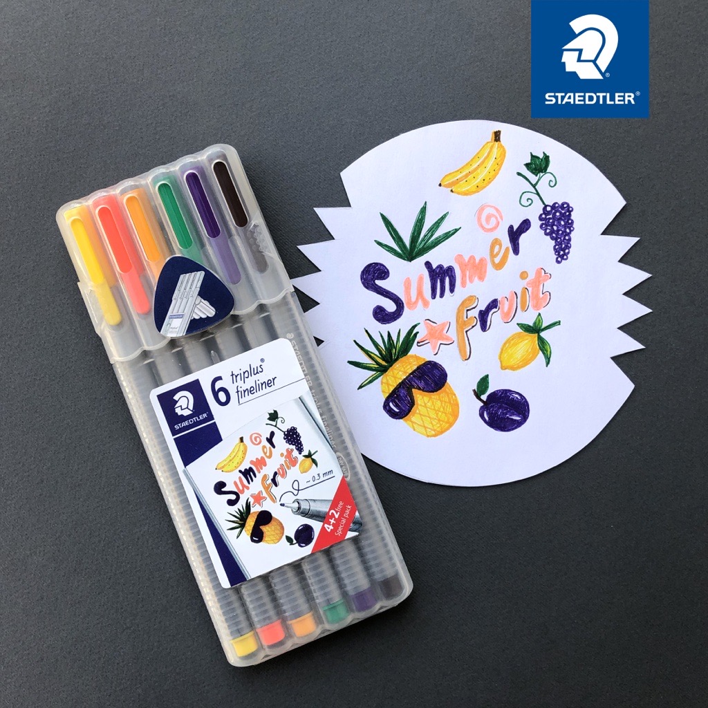 روان نویس نوک نمدی 6 عددی استدلر طرح میوه تابستانی ( 2 عدد رایگان )