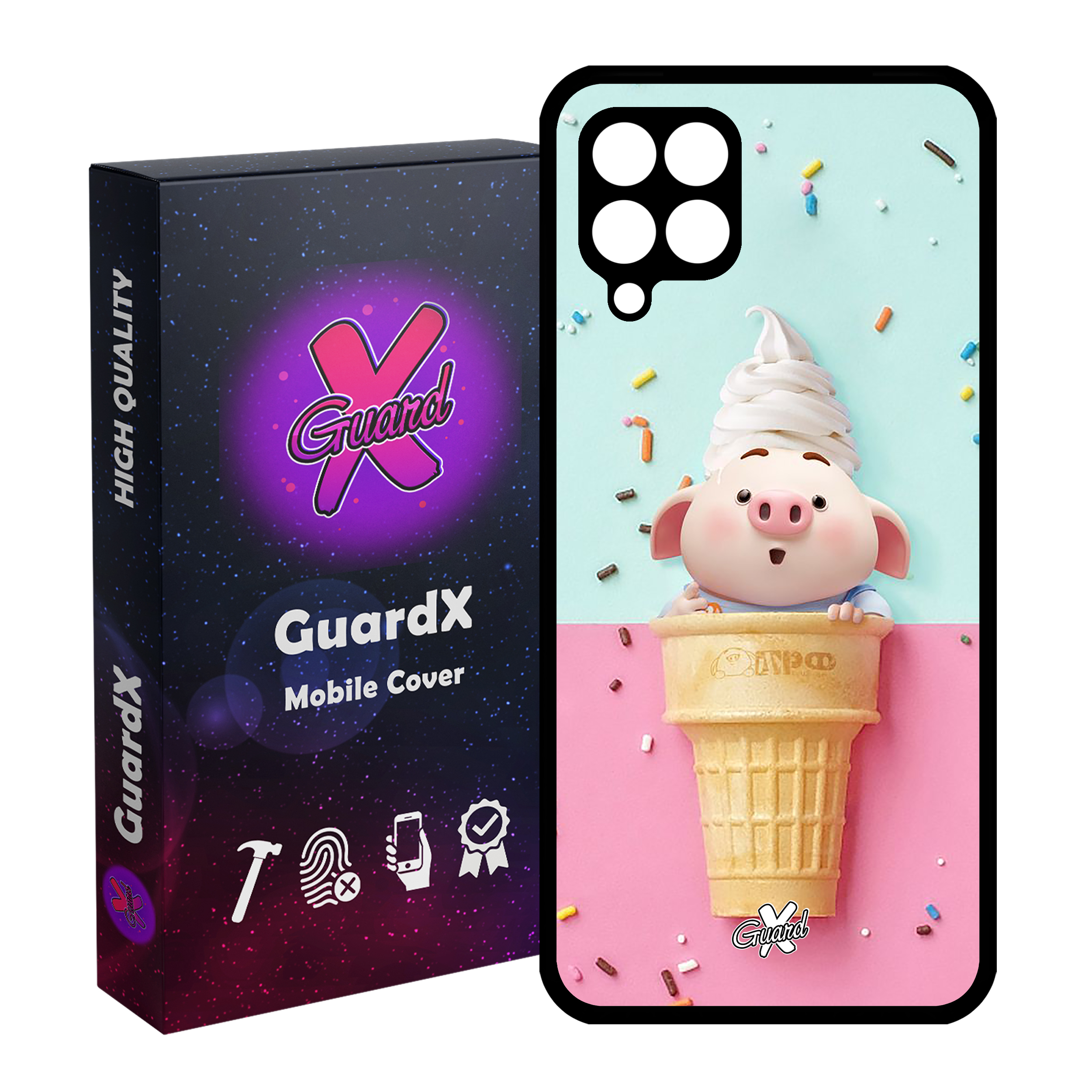 کاور گارد ایکس طرح Pig مدل Glass10026 مناسب برای گوشی موبایل سامسونگ Galaxy A12