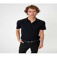 تی شرت یقه پولو مشکی مردانه POLO YAKA T SLIM FIT پنبه آستین کوتاه Koton