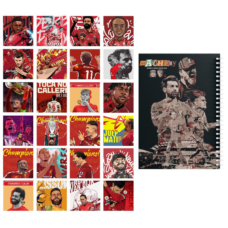  دفتر مشق باژیکان طرح فوتبالی لیورپول کد 20214286 به همراه فتوکارت مجموعه 24 عددی