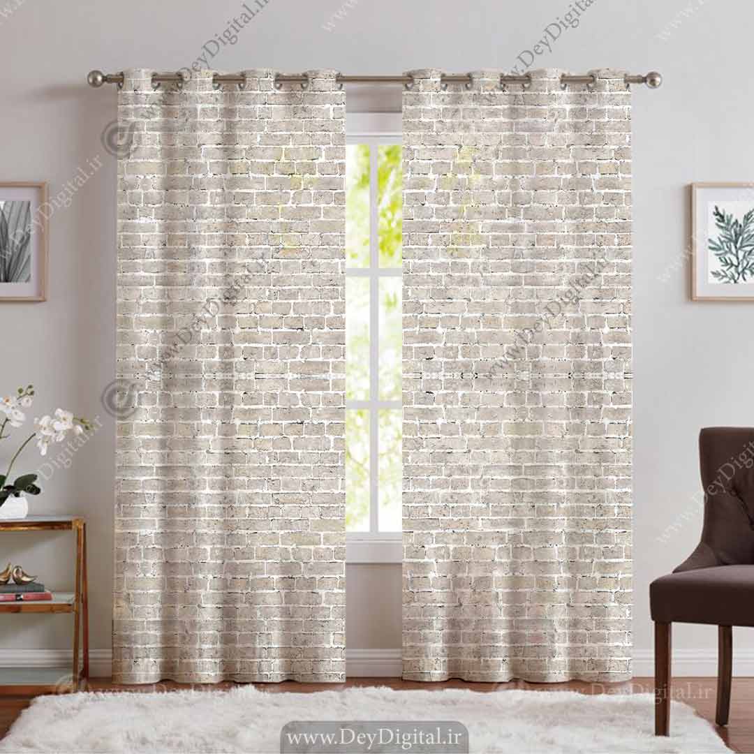 پرده پانچی آجری سفید pk-3343