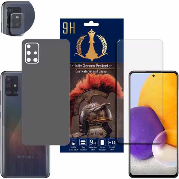 برچسب پوششی اینفینیتی مدل PRO MAX مناسب برای گوشی موبایل سامسونگ GALAXY A71 به همراه محافظ صفحه نمایش و محافظ لنز دوربین