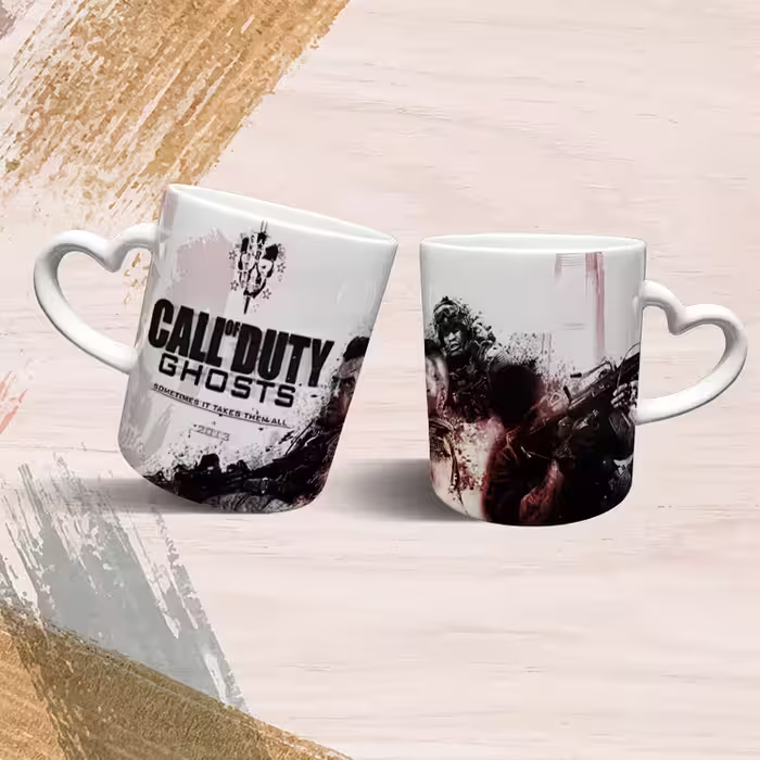 ماگ مدل دسته قلبی طرح بازی کال آف دیوتی call of duty کد 44