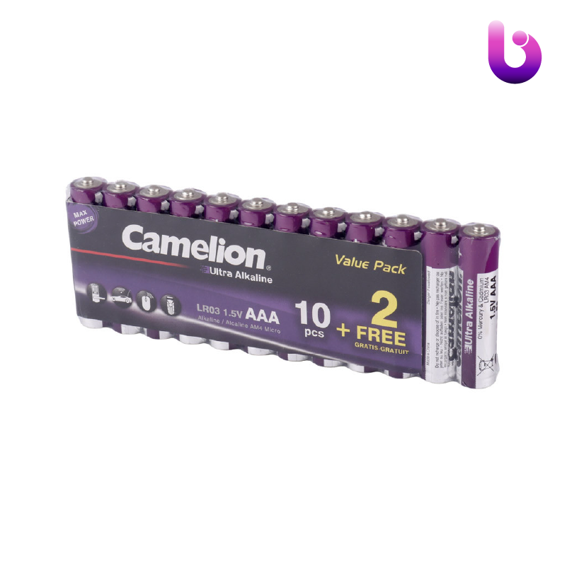 پک 2 10 باتری نیم قلمی Camelion Ultra Alkaline LR03 AM4 1.5V AAA