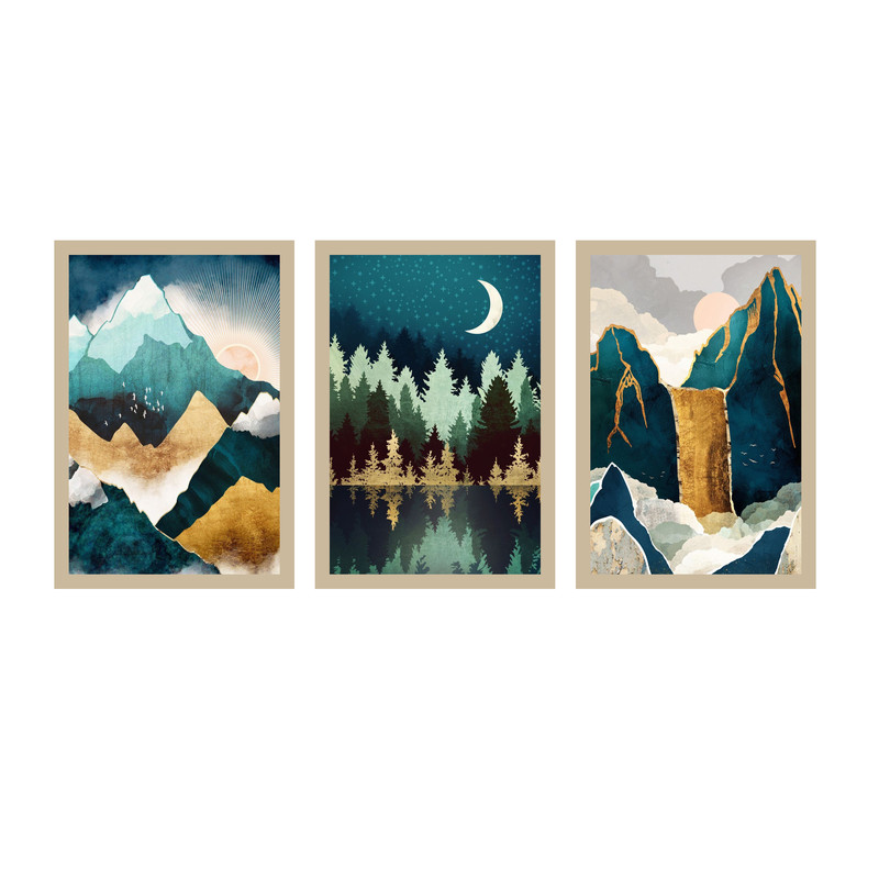 تابلو مدل آسمان کد 121 مجموعه 3 عددی | دنیای قاب